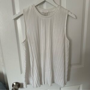 White Pleated Sleeveless Top
